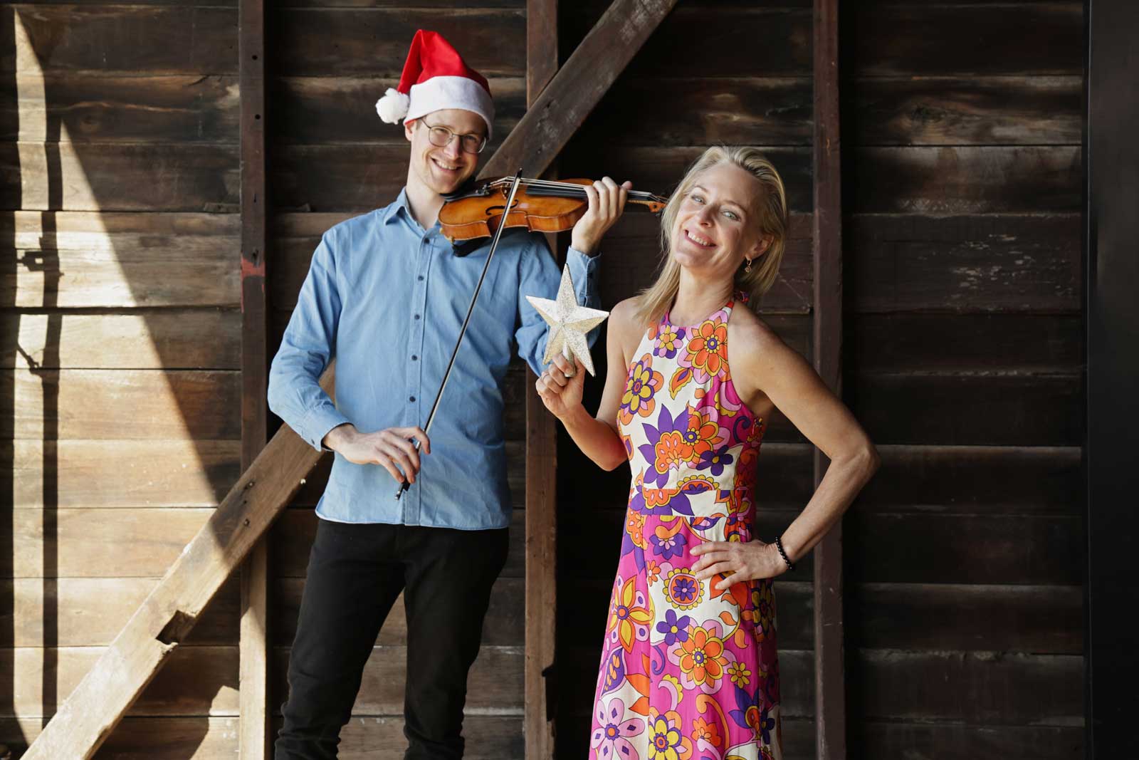 ACO Dear Santa Rachael Beck and violinist