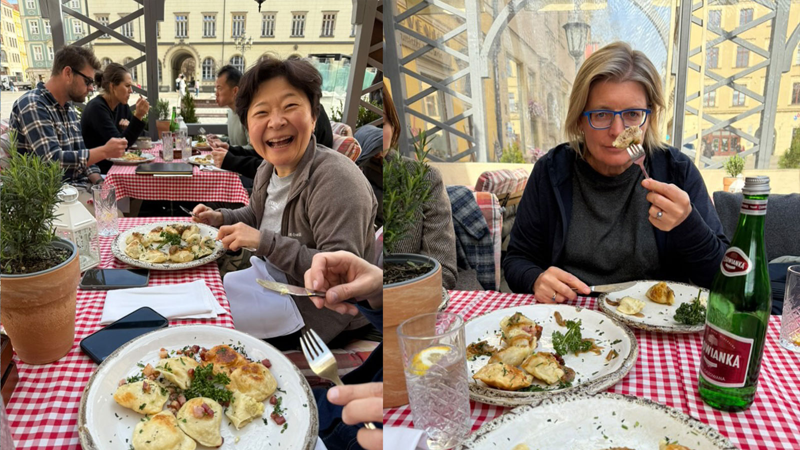ACO-Violin-Aiko-and-ACO-Principal-Violin-Helena-Enjoy-Polish-Dumplings