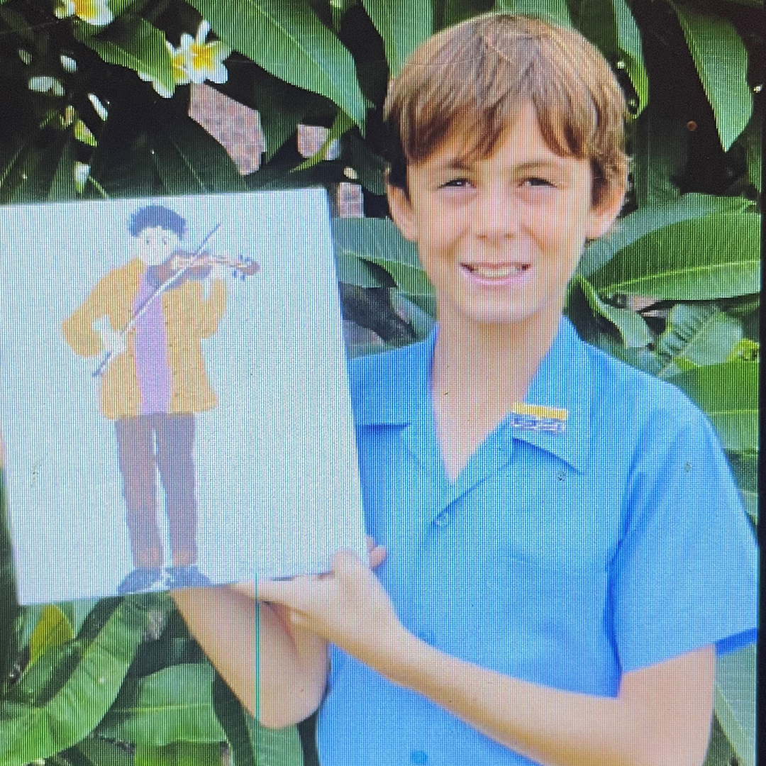 “I recall in that painting that Richard’s bow was incredibly long!” Adrian Whitehall Bass Drawing