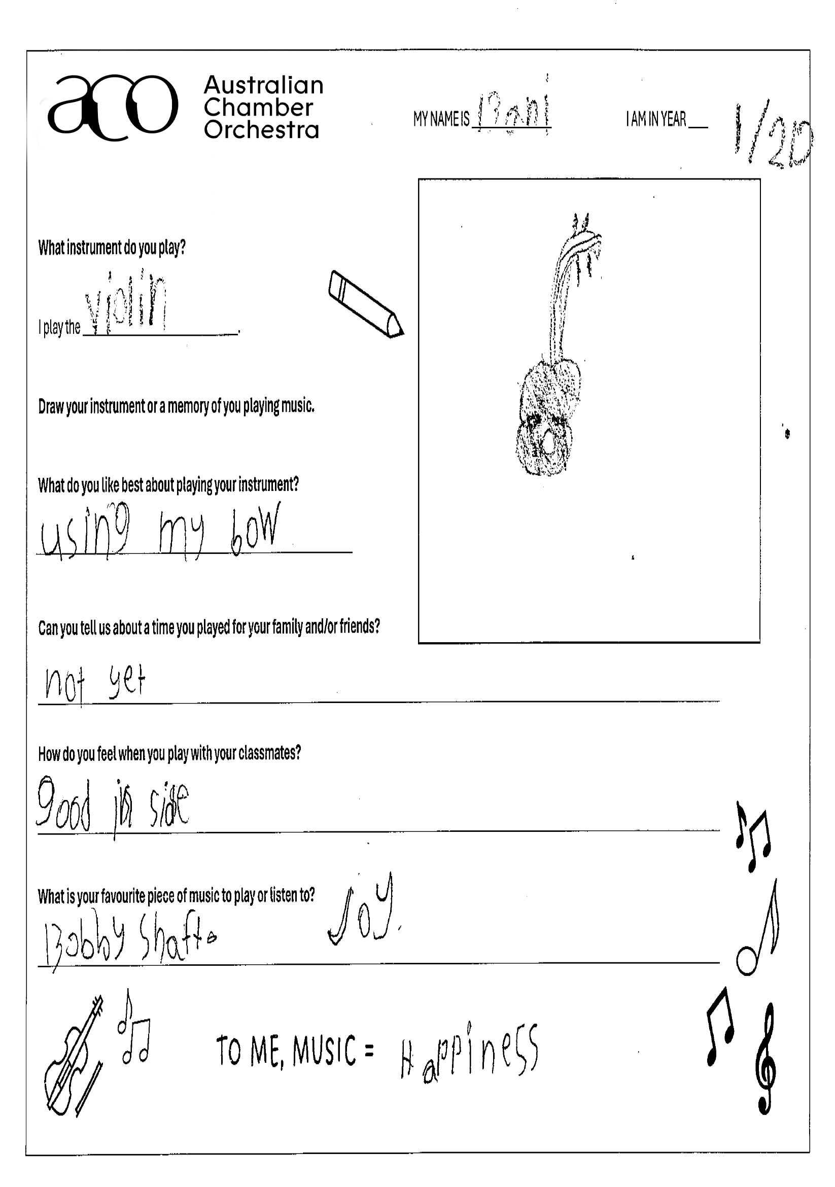 Bani_Violin Worksheet_ACO Foundations