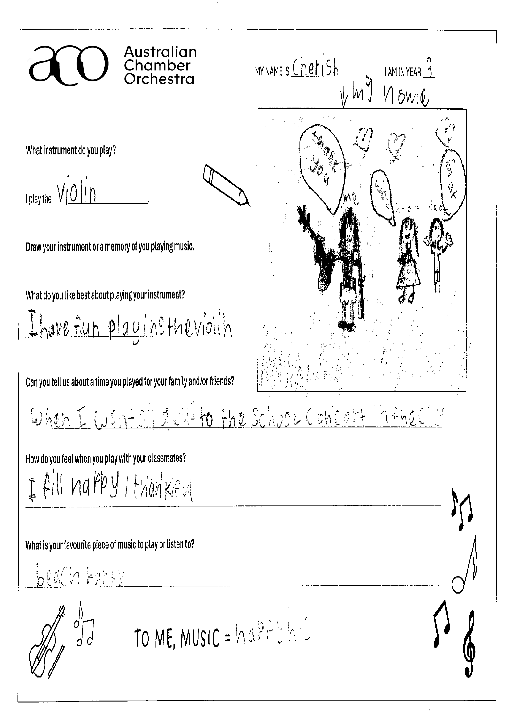 Cherish_Violin Worksheet_ACO Foundations