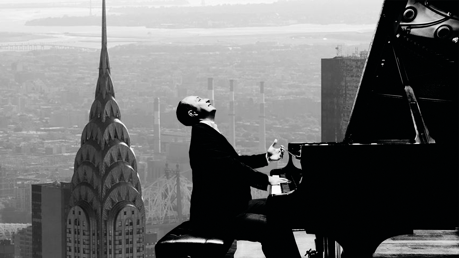 New York scene, with pianist Alexander Gavrylyuk who will perform Gershwin Rhapsody in Blue