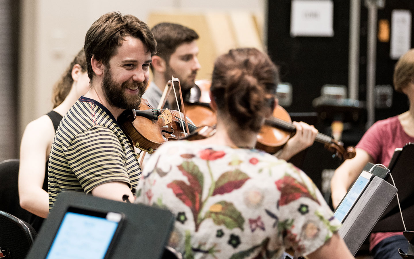 ACO Violinist Glenn Christensen during rehearsal