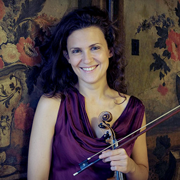A portrait of Italian violinist Lorenza Borrani