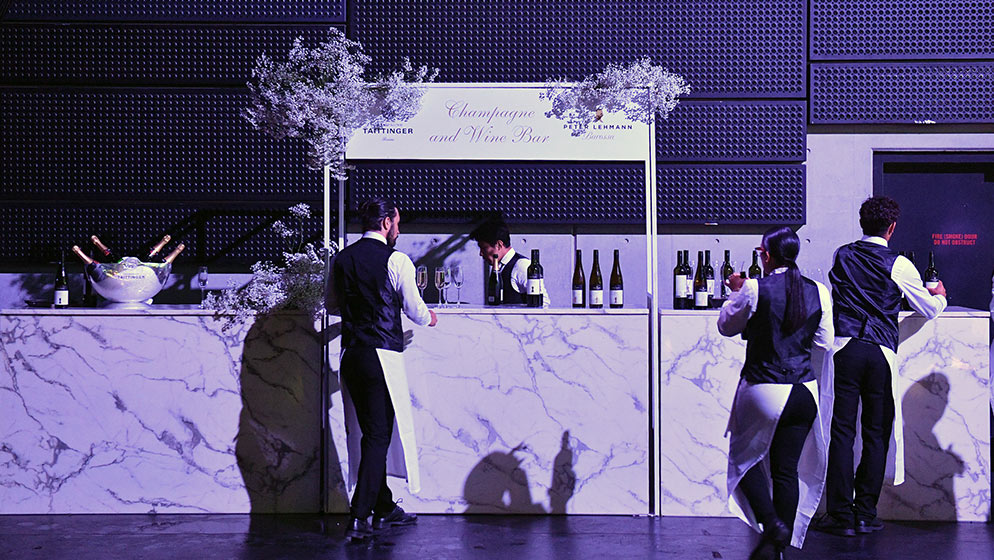 A champagne Taittinger BAr, set up at an ACO event