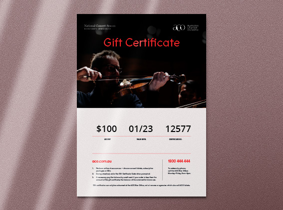 An sample image of an ACO Gift Certificate