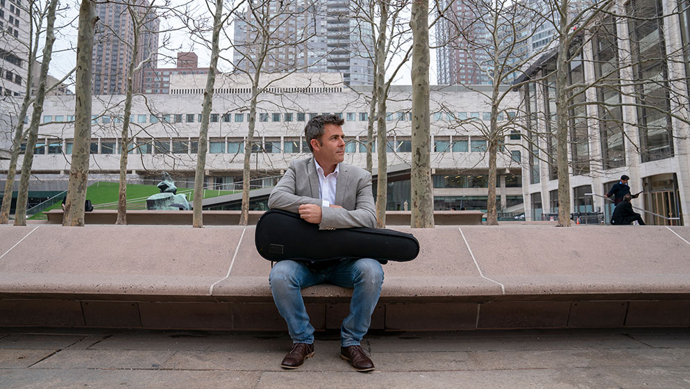 ACO Violinist Mark Ingwersen outside the New York, Lincoln Center