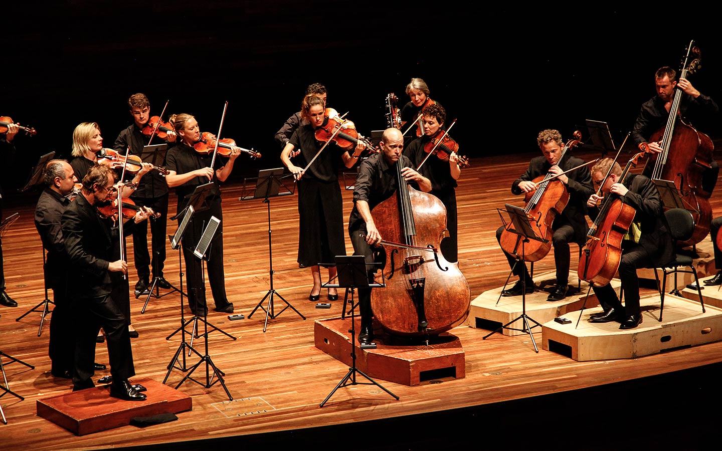 The Orchestra performing the double bass concerto commissioned for Maxime Bibeau and his instrument