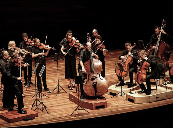 The Orchestra performing the double bass concerto commissioned for Maxime Bibeau and his instrument