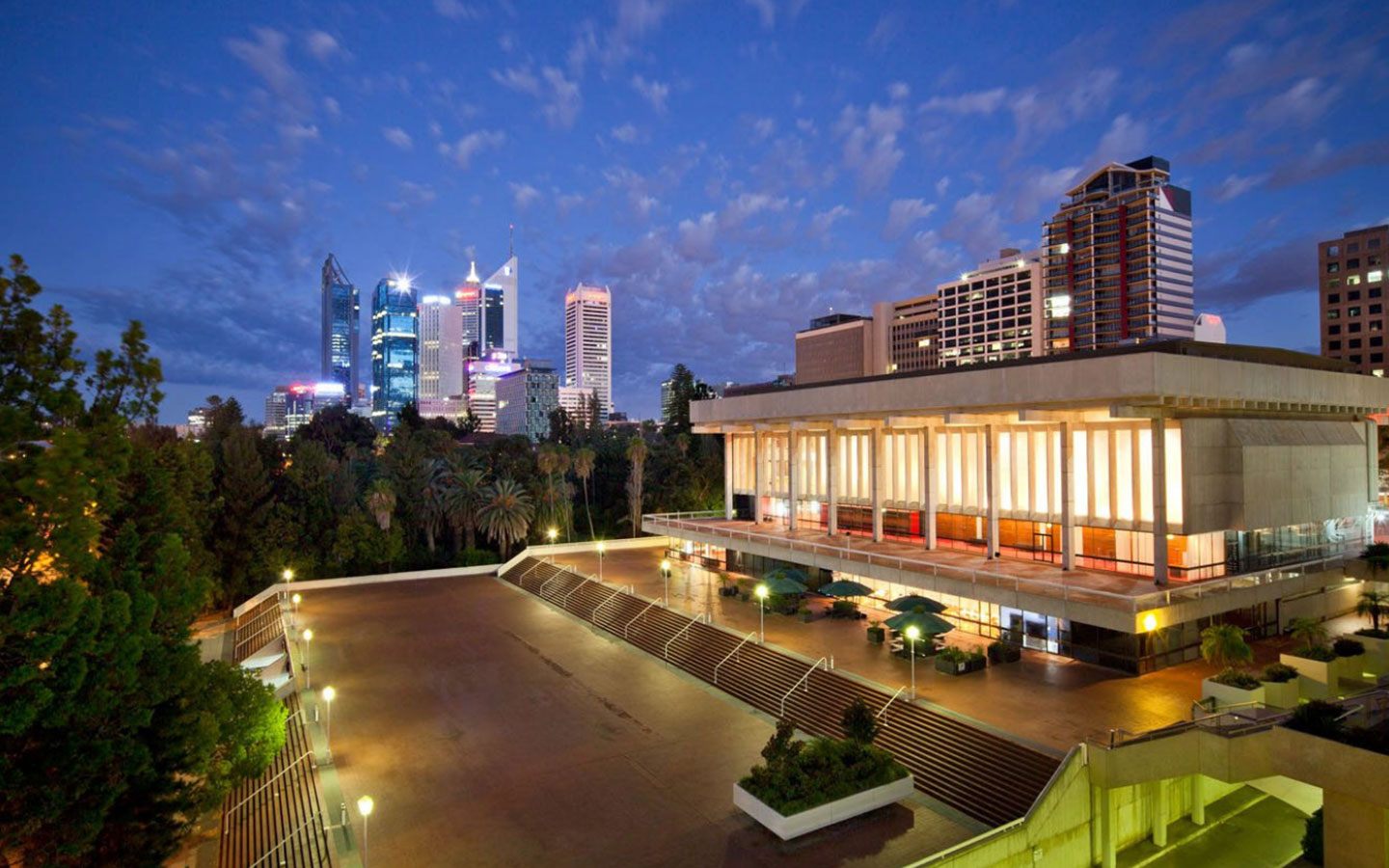 The Perth Concert Hall at dusk