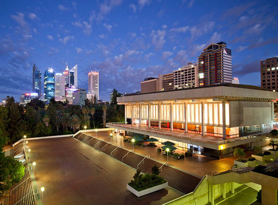 The Perth Concert Hall at dusk