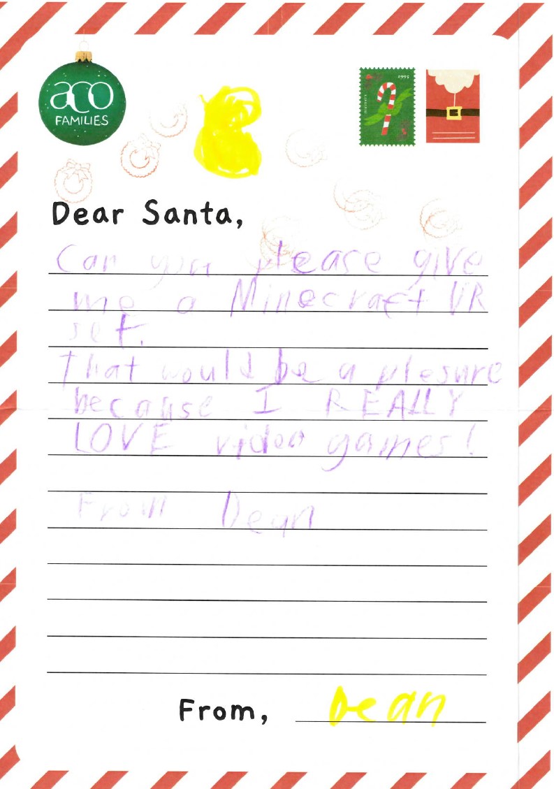 ACO Families Dear Santa Letter