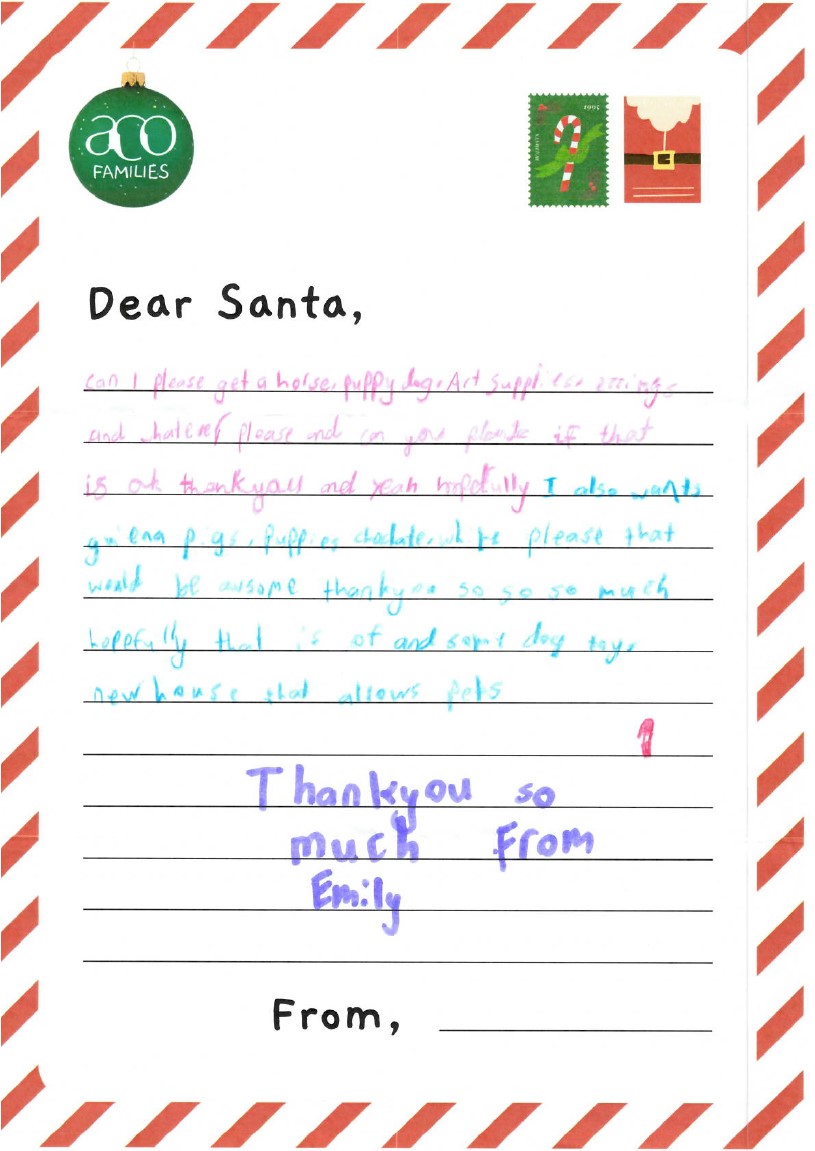 ACO Families Dear Santa Letter