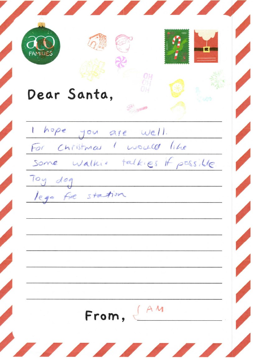 ACO Families Dear Santa Letter