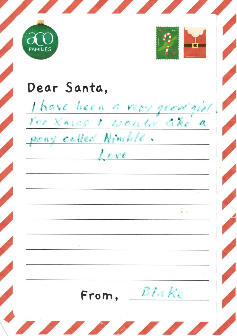 ACO Families Dear Santa Letter