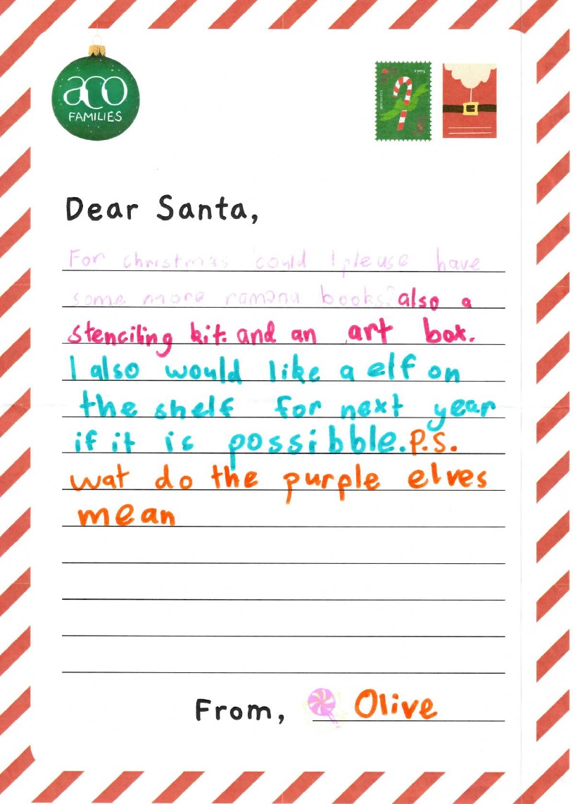ACO Families Dear Santa Letter