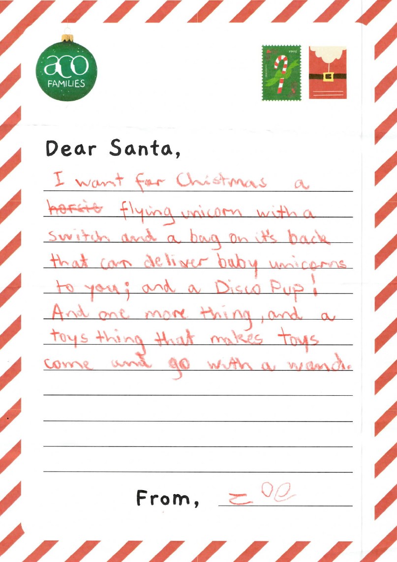 ACO Families Dear Santa Letter
