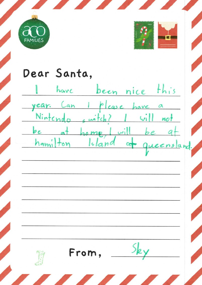 ACO Families Dear Santa Letter