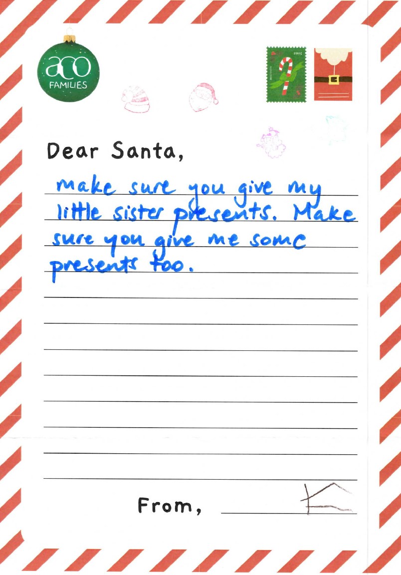 ACO Families Dear Santa Letter