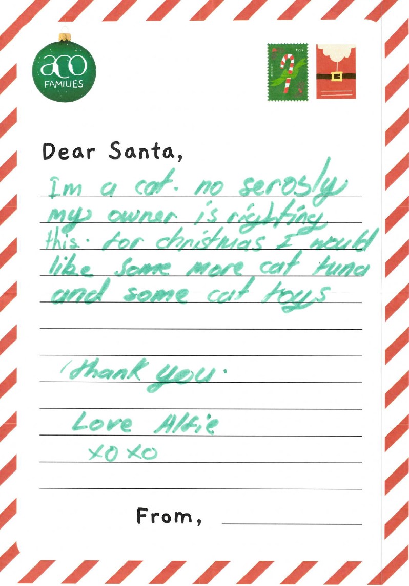 ACO Families Dear Santa Letter