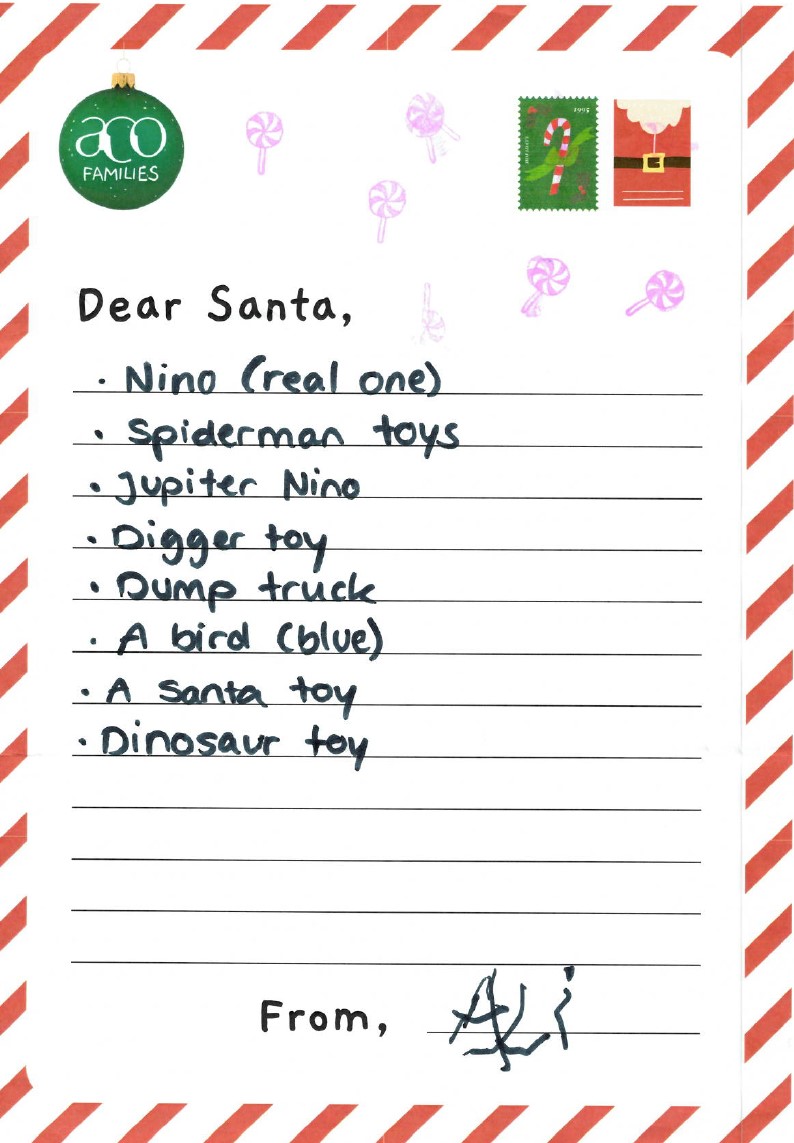 ACO Families Dear Santa Letter