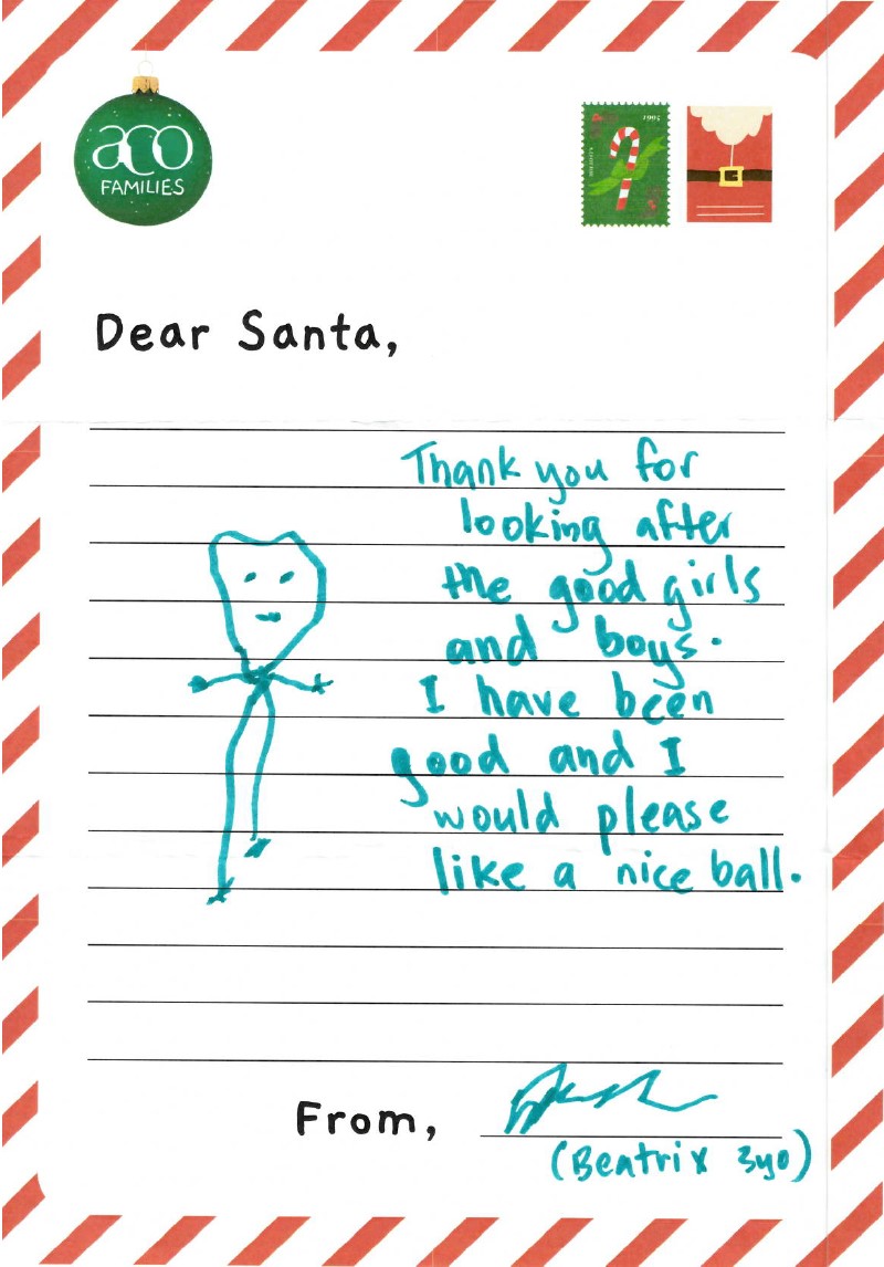 ACO Families Dear Santa Letter