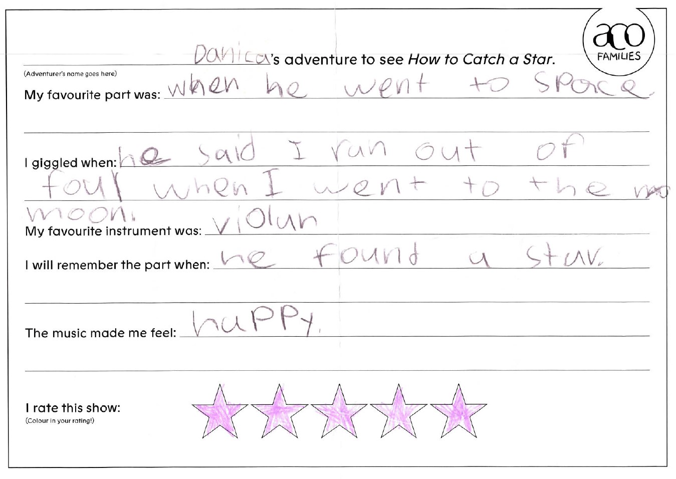 How to Catch a Star ACO Children's Review