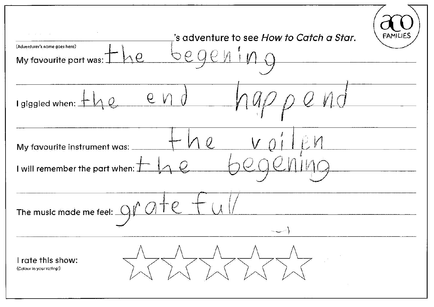 How to Catch a Star ACO Children's Review