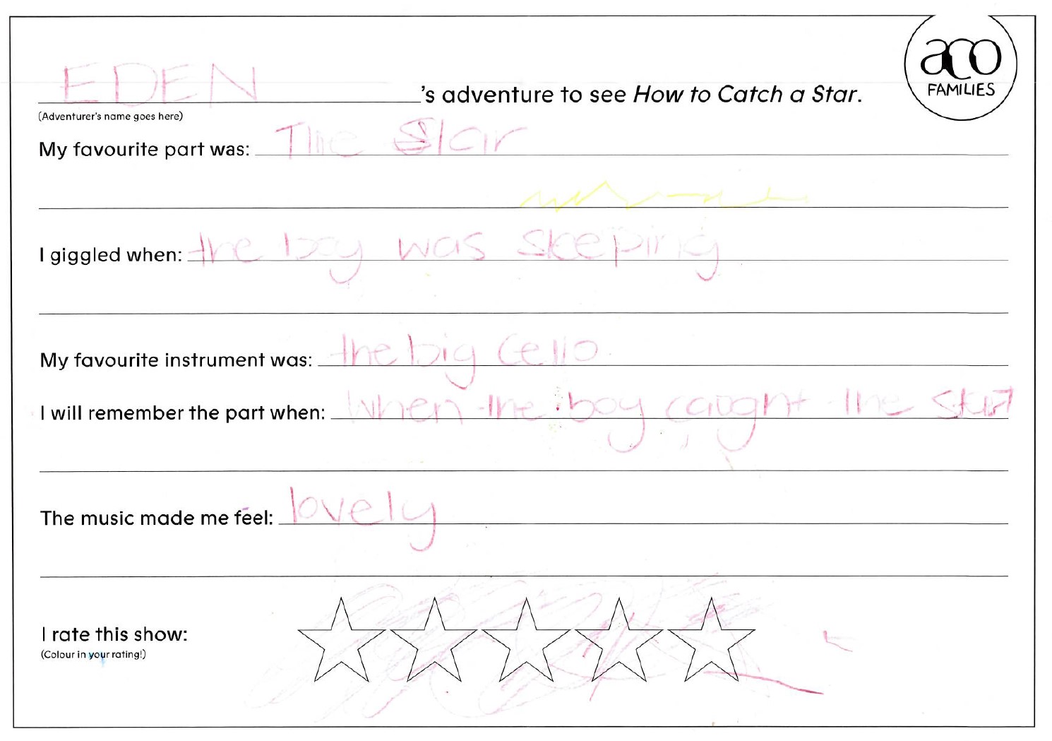 How to Catch a Star ACO Children's Review