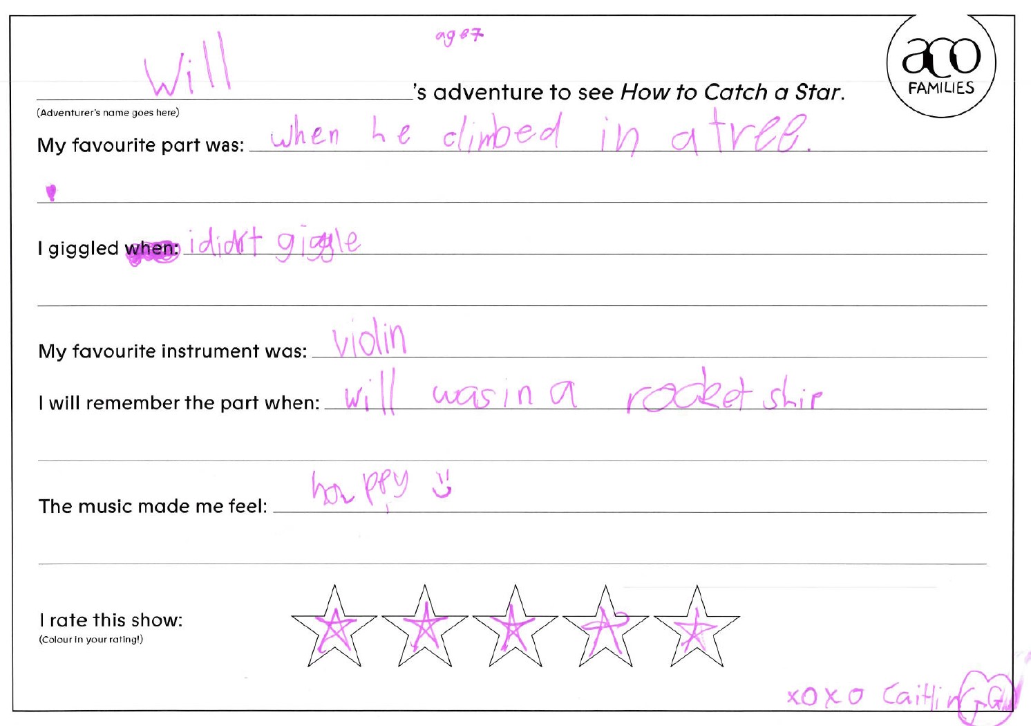 How to Catch a Star ACO Children's Review