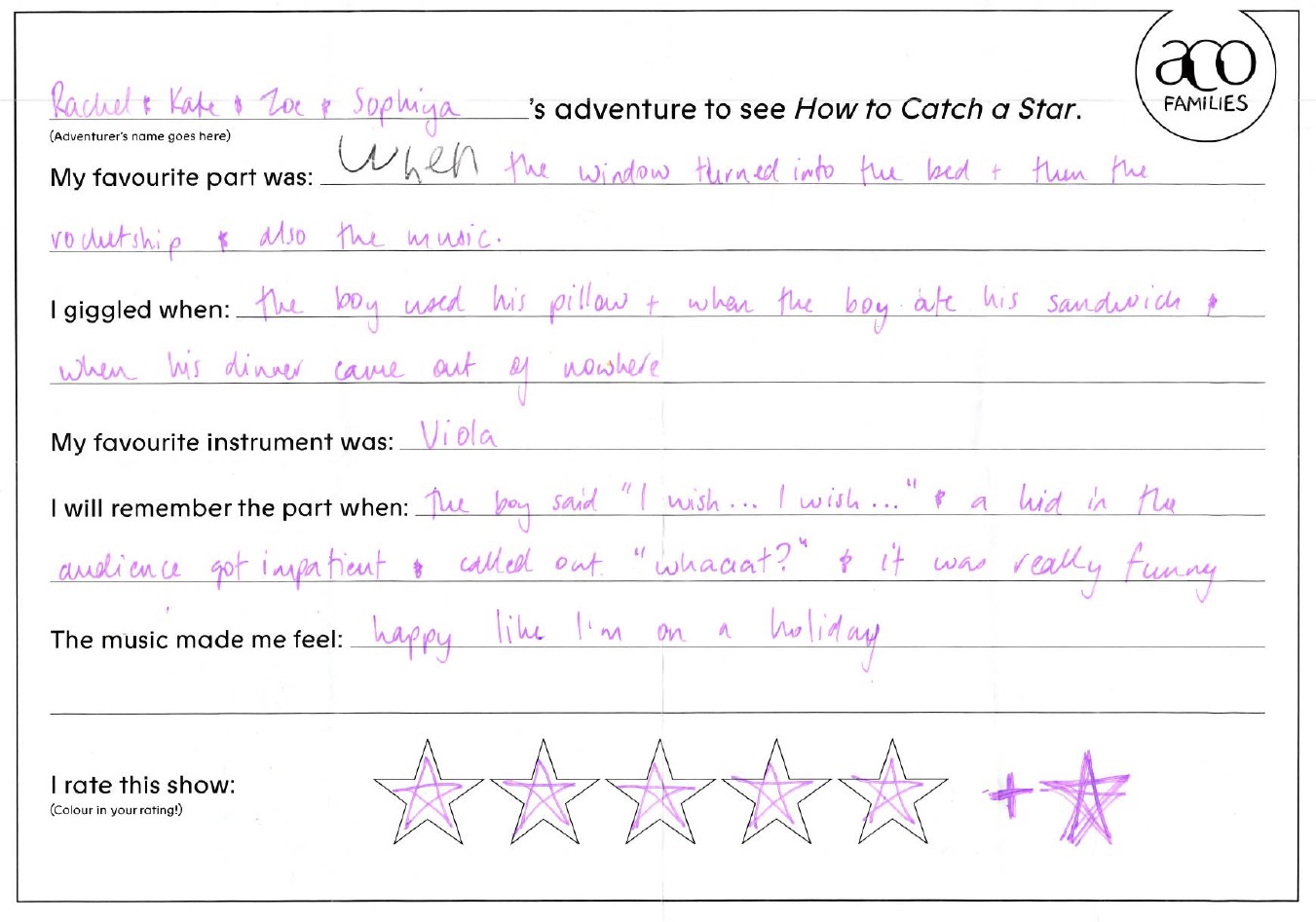 How to Catch a Star ACO Children's Review