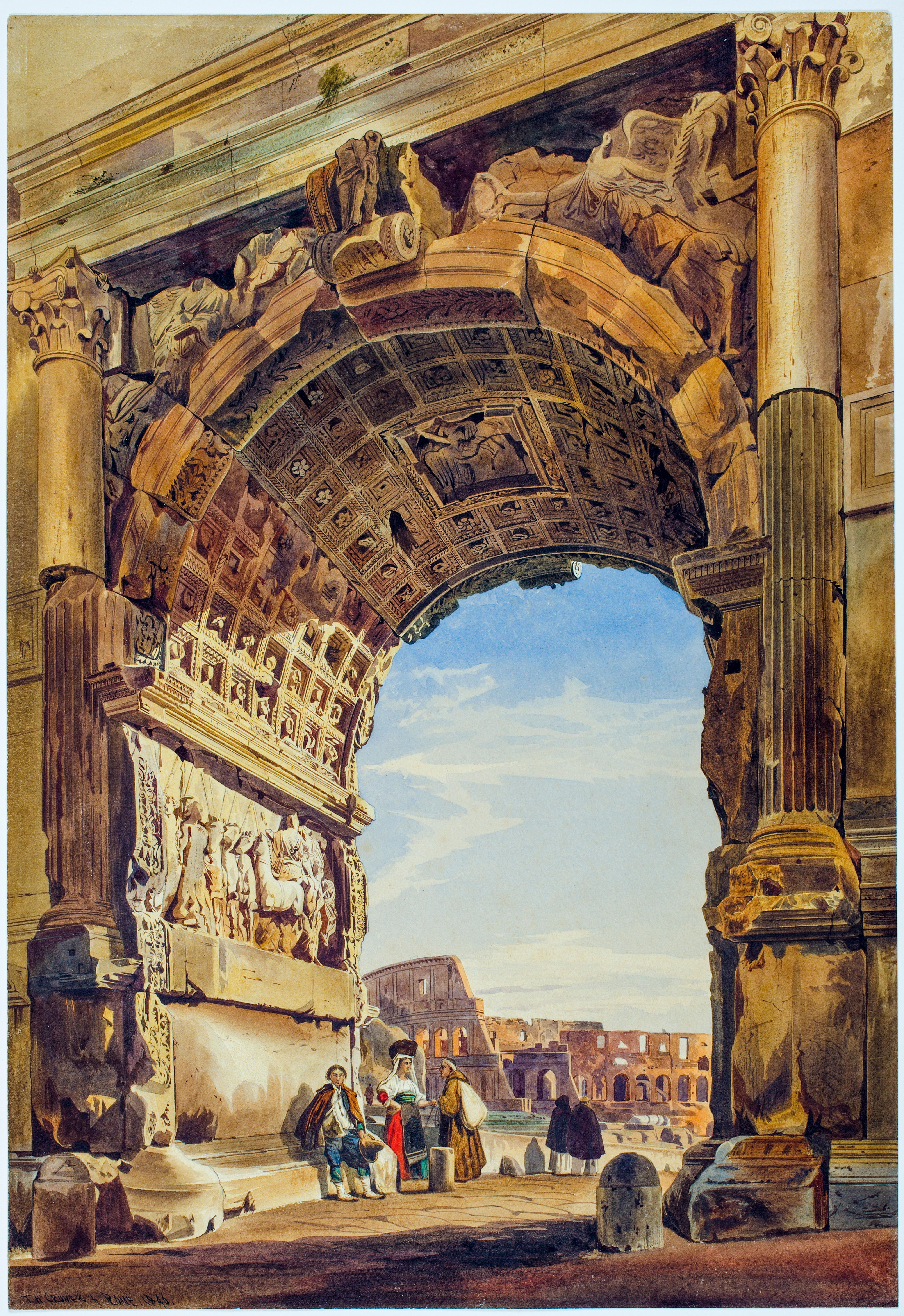 The Arch of Titus and the Coliseum, Rome, 1846